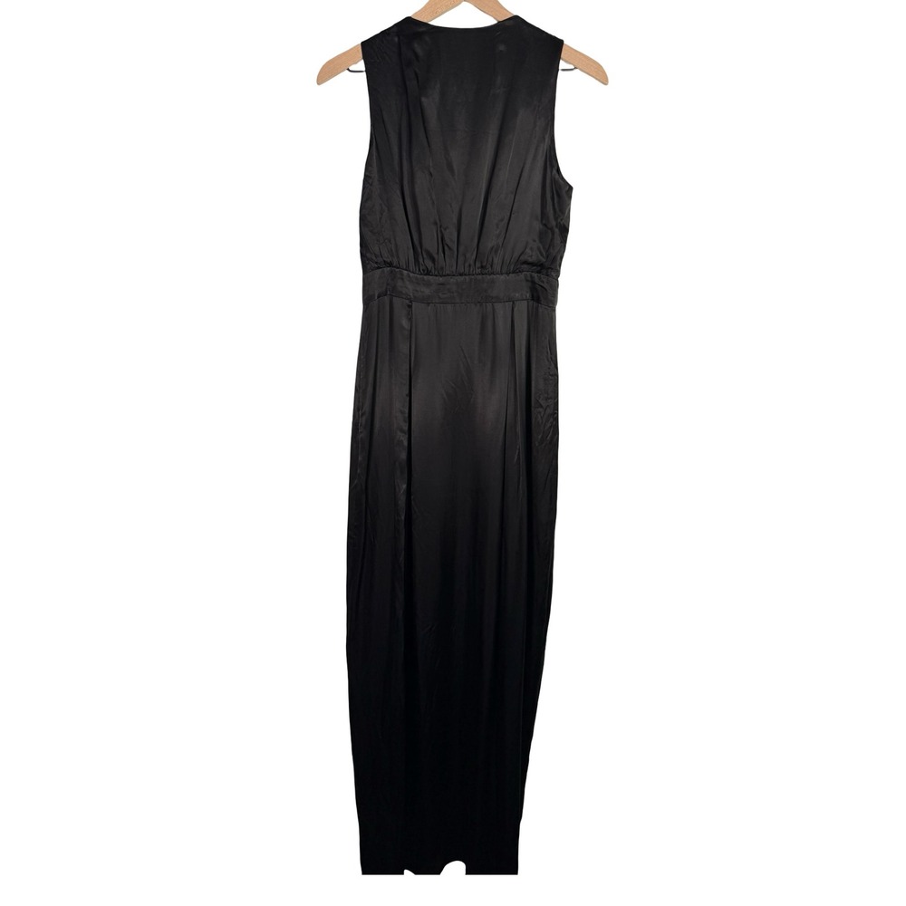 Lovers + Friends Black Cupro Rayon V-Neck Sleeveless Maxi Dress with Slit Size 4 - Picture 6 of 9